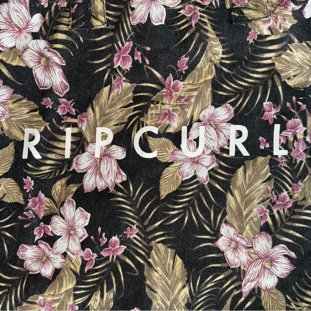 Rip Curl 40L Drawstring Beach Tote Bag Black Tropical Floral Canvas SurferGirl - Picture 3 of 8